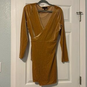 Shyanne dress  long sleeve dark yellow (mustard) wrap around